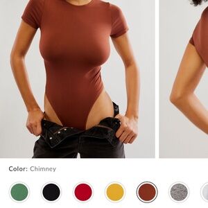 FREE PEOPLE - clean lines tee bodysuit - brown